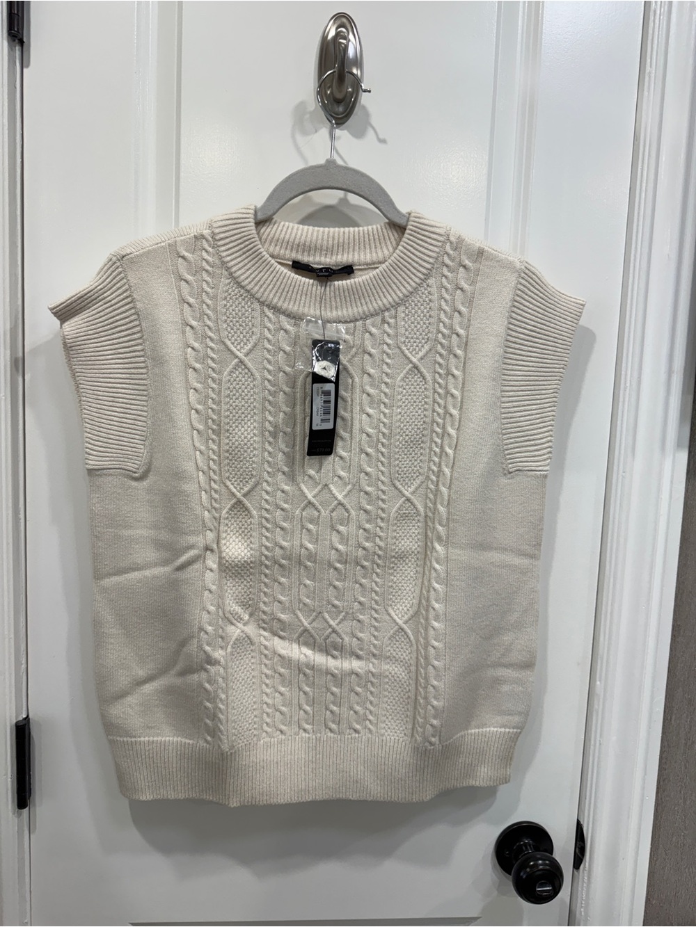 Cyrus Cream Cable Knit Crewneck Sweater Vest